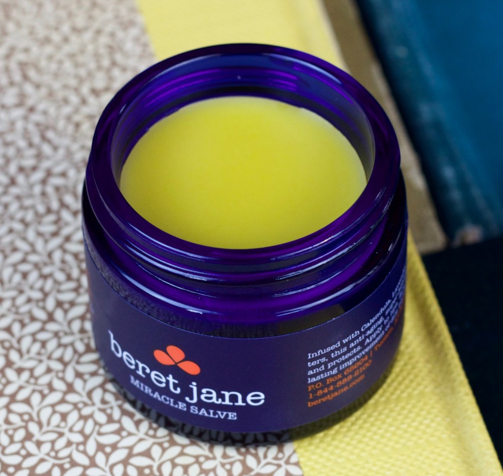 The plant-based butters, oils and waxes in Beret Jane Miracle Salve actually feed and nourish skin without clogging pores or interfering with skin’s natural metabolic functions.